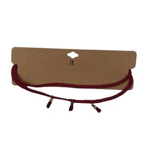 JT Womens Burgundy Choker Necklace Adjustable Tassel Charms‎ Braided Rope Design